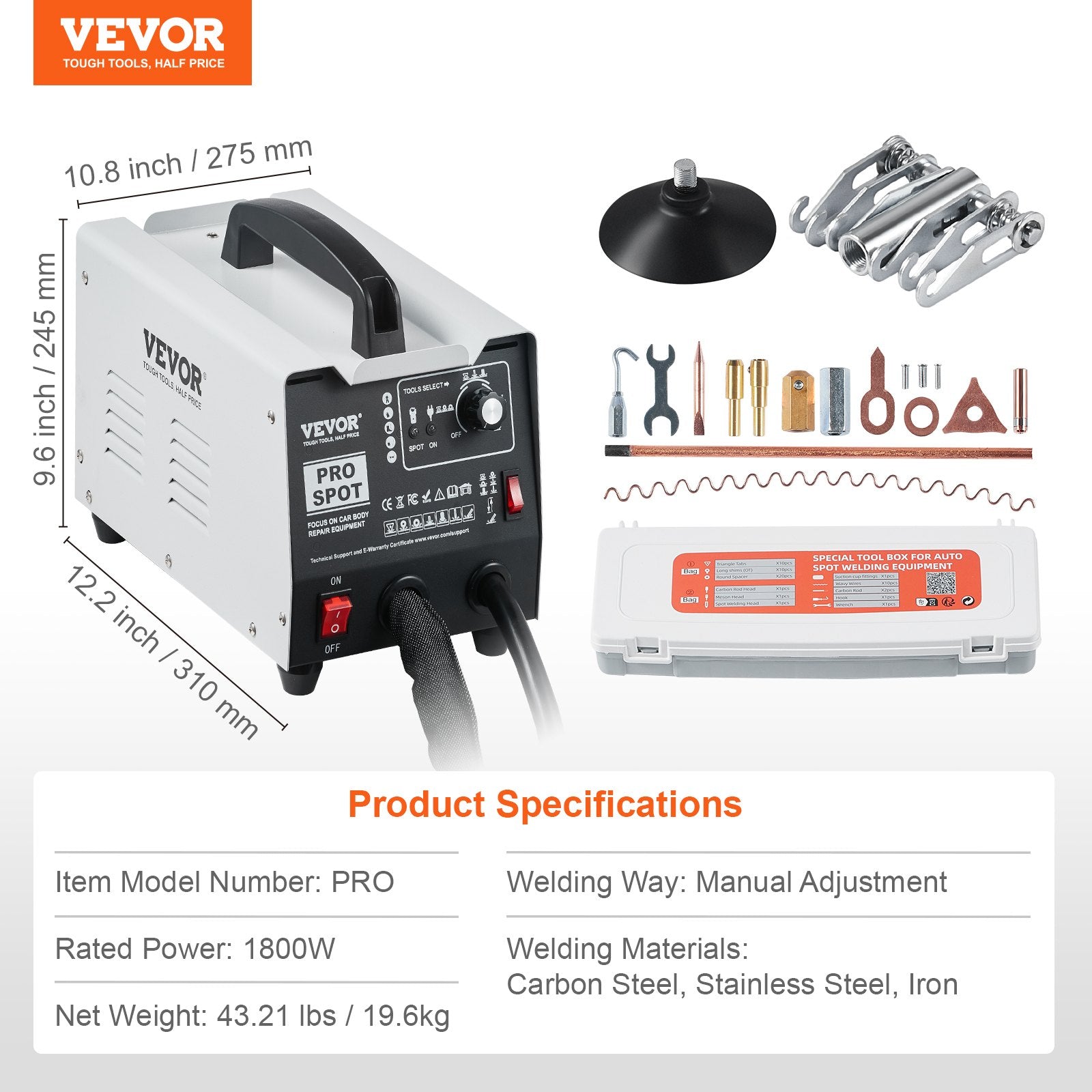 VEVOR Stud Welder Dent Repair Kit Spot Welding Dent Puller Machine with 7 Modes 