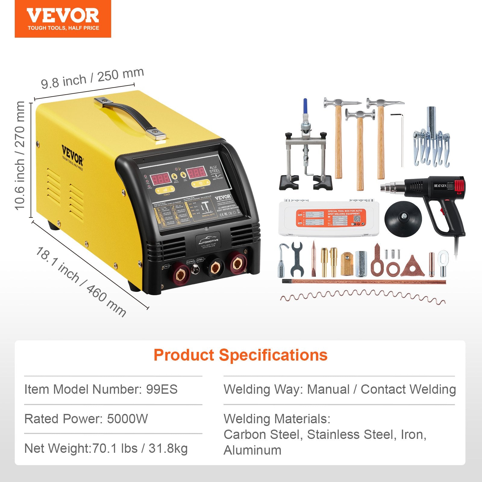 VEVOR Dual Pro Stud Welder Professional 5KW Welder for Steel & Aluminum Panels 