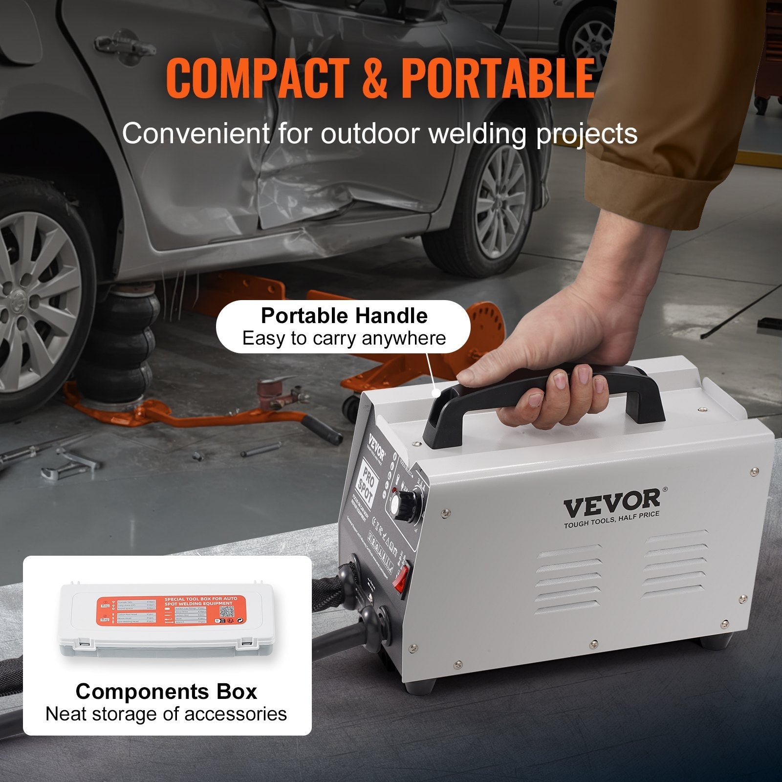 VEVOR Stud Welder Dent Repair Kit Auto/Manual Spot Welder Dent Puller 7 Modes 