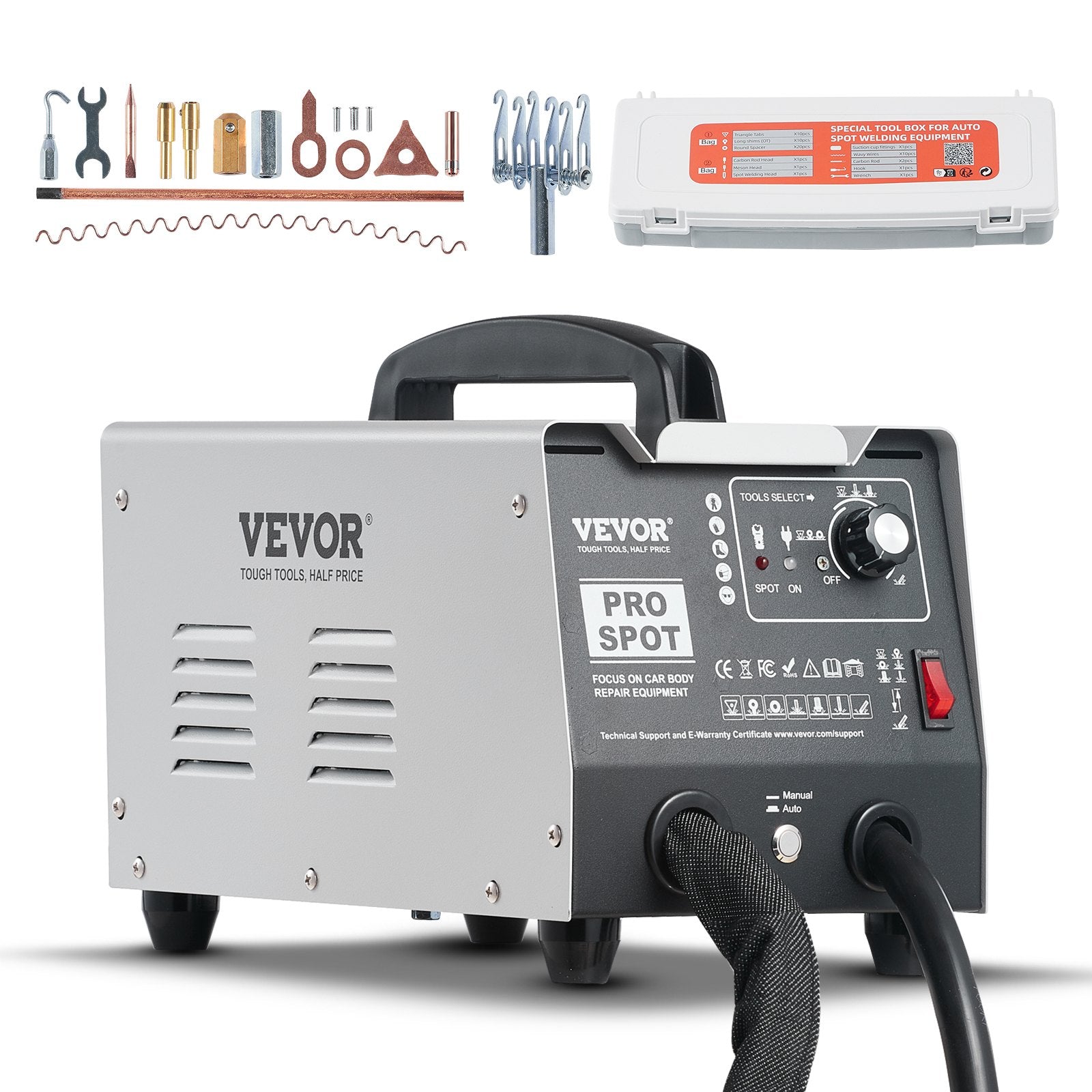 VEVOR Stud Welder Dent Repair Kit Auto/Manual Spot Welder Dent Puller 7 Modes 