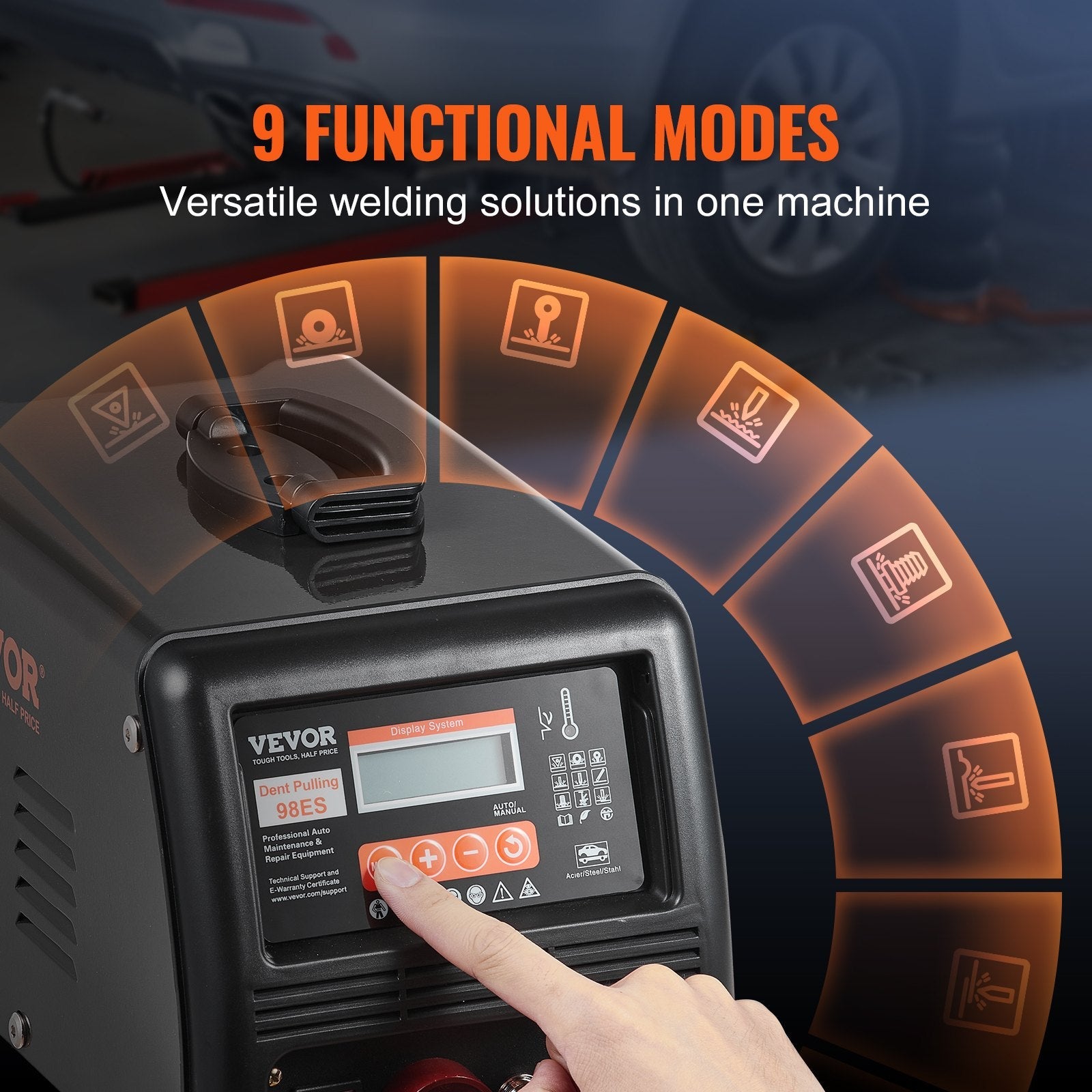 VEVOR Stud Welder Dent Repair Kit 3KW Spot Welder Dent Puller Machine 9 Modes 