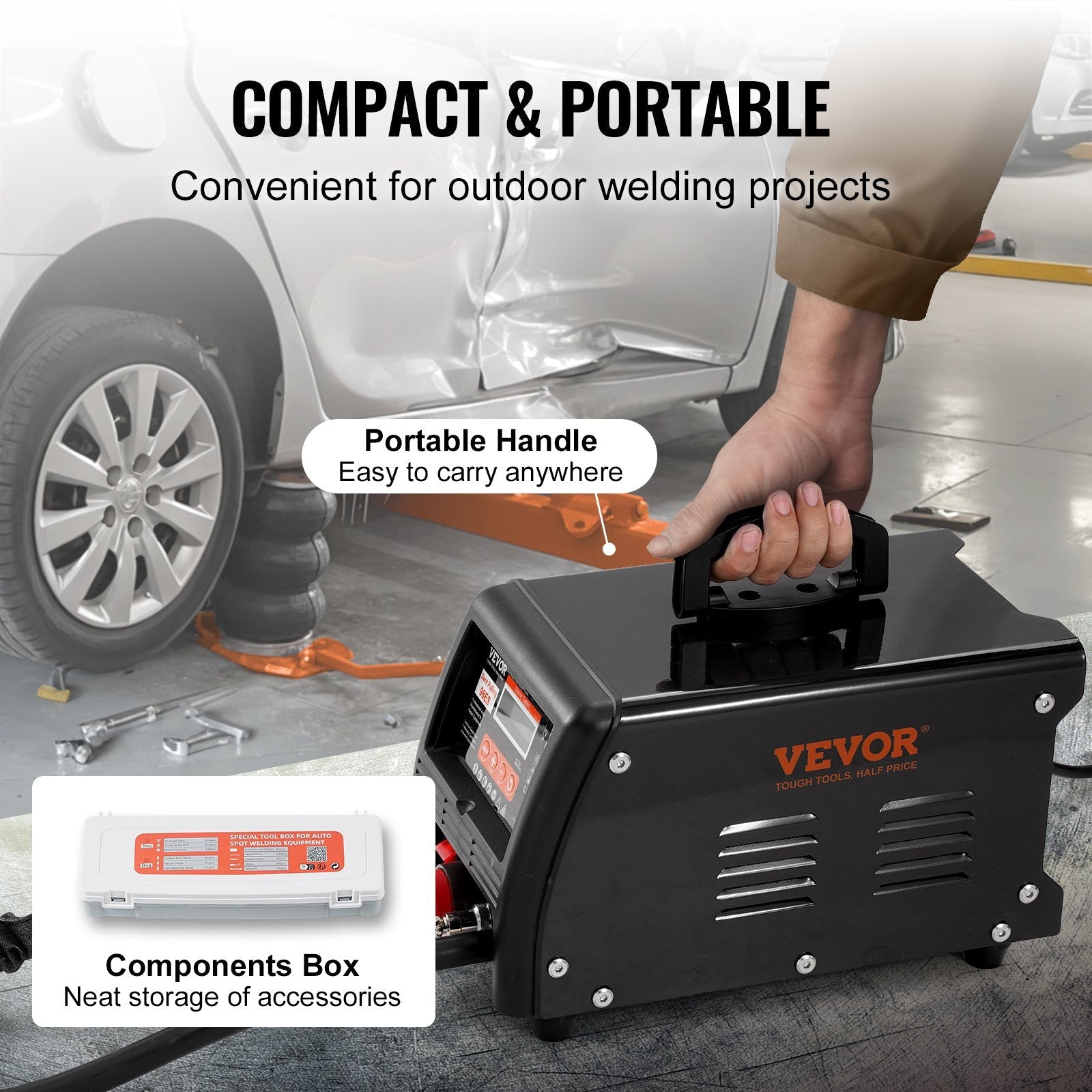 VEVOR Stud Welder Dent Repair Kit 3KW Spot Welder Dent Puller Machine 9 Modes 