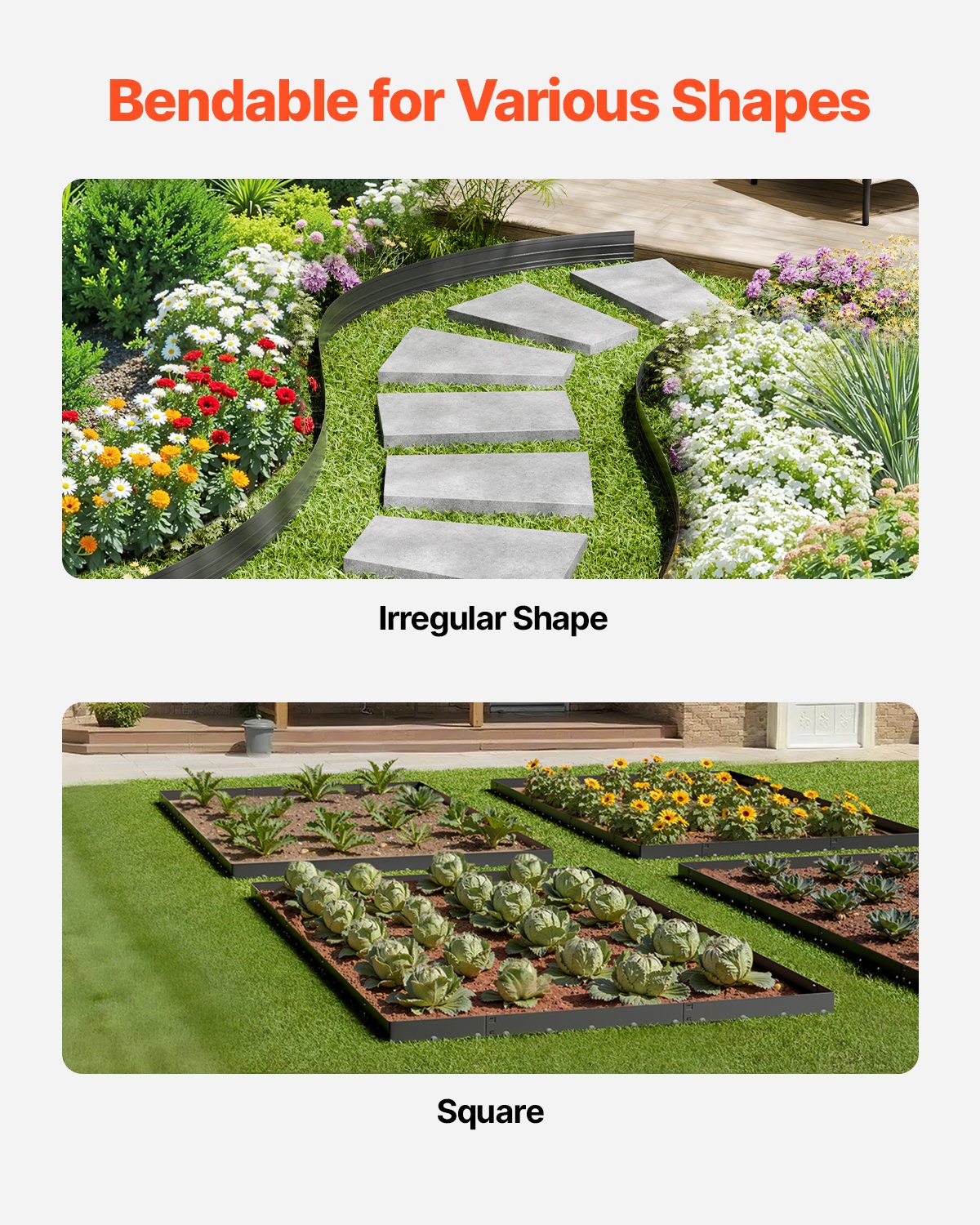 VEVOR Metal Landscape Edging 10Packs 60in Rust-Resistant Bendable for Yard Garden 