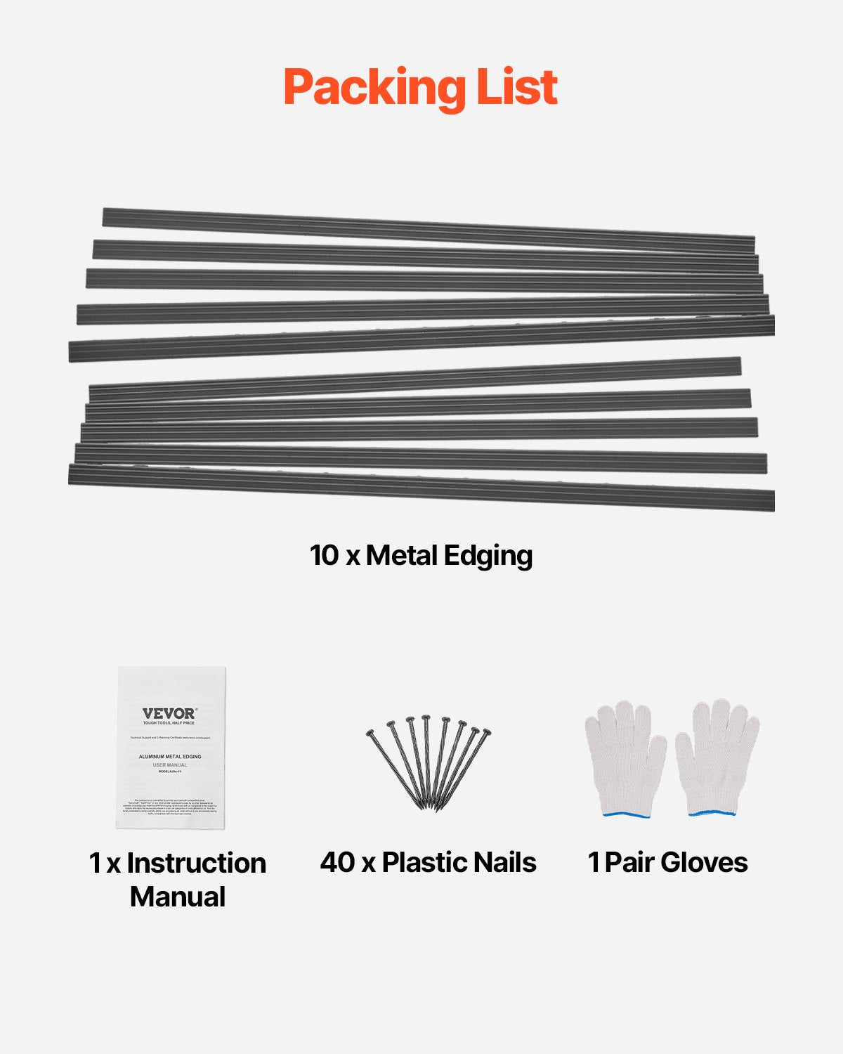 VEVOR Metal Landscape Edging 10Packs 60in Rust-Resistant Bendable for Yard Garden 