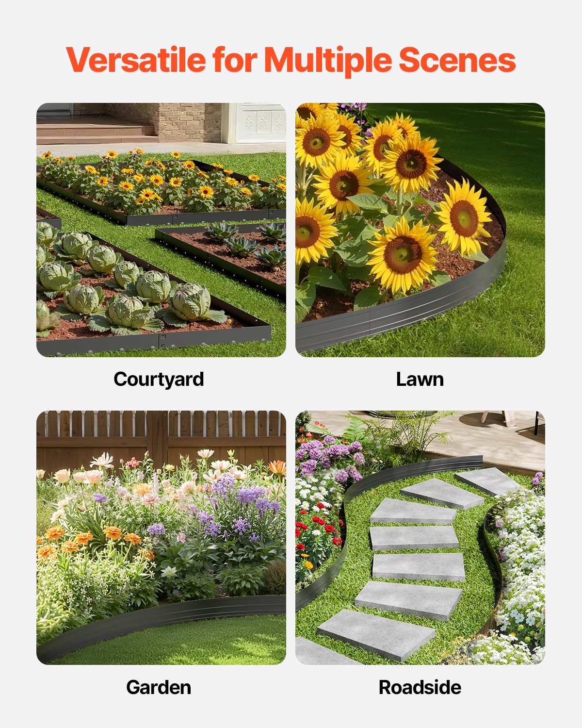 VEVOR Metal Landscape Edging 10Packs 60in Rust-Resistant Bendable for Yard Garden 