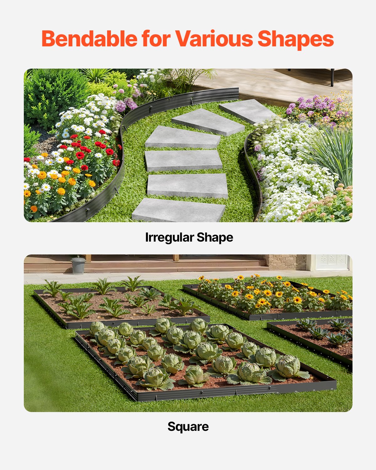 VEVOR Metal Landscape Edging 8Packs 72in Rust-Resistant Bendable for Yard Garden 