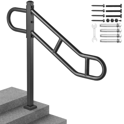 VEVOR Single Post Handrail for Outdoor 1-3 Step 40.5" Stair Handrail Floor Mount 