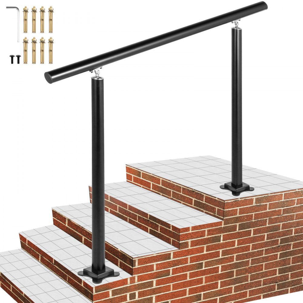 Handrail Outdoor Stairs 4 ft Changeable Iron Handrail Black Steps Rail Rustproof 