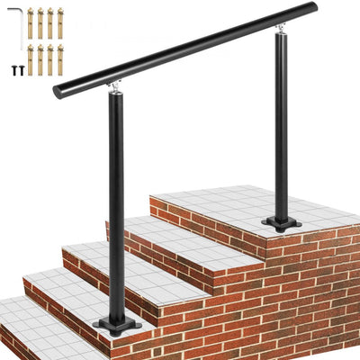Handrail Outdoor Stairs 4 ft Changeable Iron Handrail Black Steps Rail Rustproof 