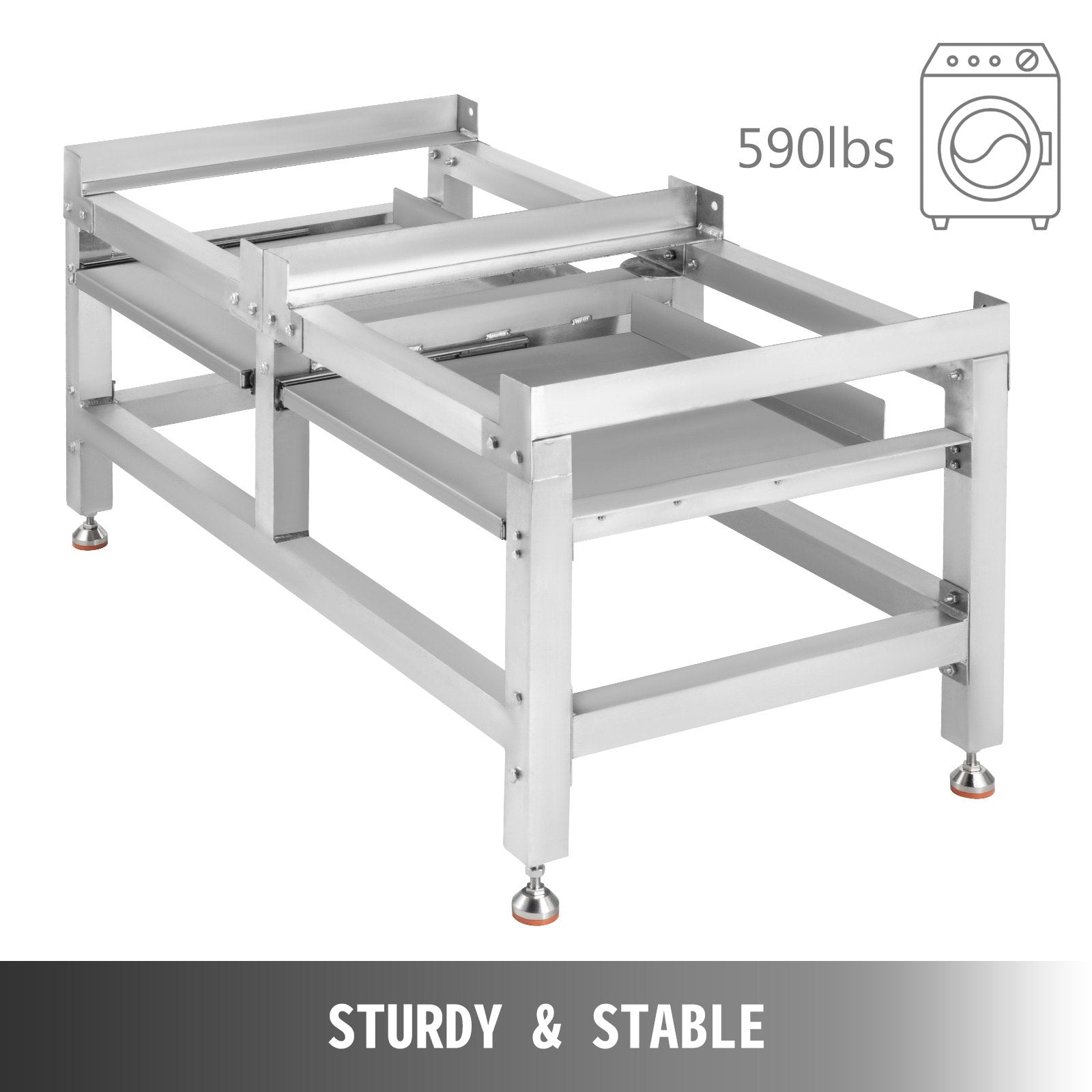 VEVOR Washing Machine Stand 300LBS, Washer Pedestal 25x25-Inch, Pedestal for Washer and Dryer, Washing Machine Base with A 66LBS Tray, Base Stand for Appliance with 4 Adjustable Feet, Aluminum 