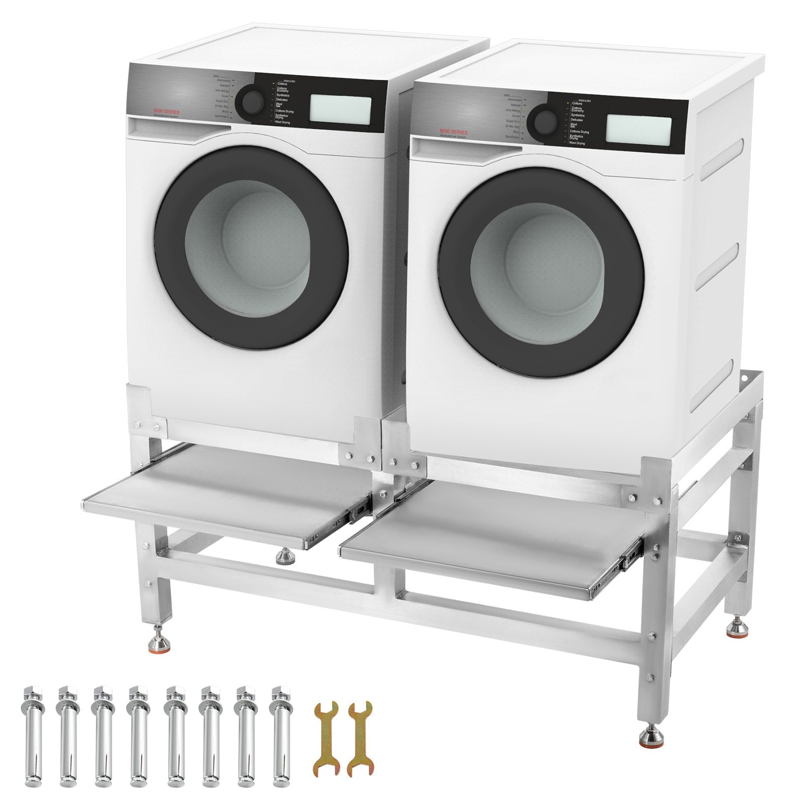 VEVOR Washing Machine Stand 300LBS, Washer Pedestal 25x25-Inch, Pedestal for Washer and Dryer, Washing Machine Base with A 66LBS Tray, Base Stand for Appliance with 4 Adjustable Feet, Aluminum 