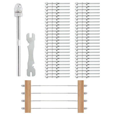 VEVOR 51 Pack Cable Railing Swage Threaded Stud Tension End Fitting Terminal for 1/8" Deck Cable Railing, T316 Stainless Steel, Cable Railing Tensioner 1/8" for Wood/Metal Post, Silver 