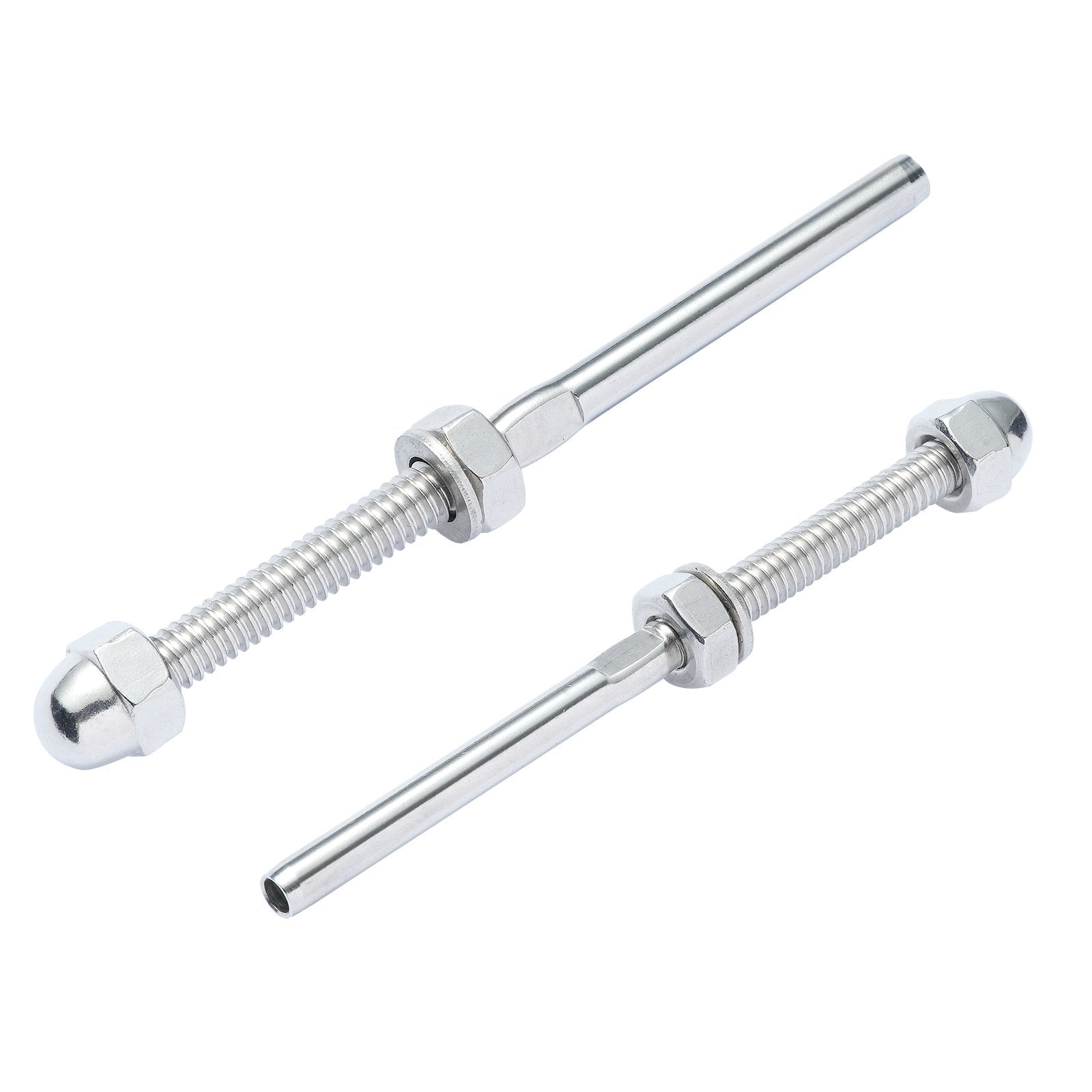 VEVOR 61 Pack Cable Railing Swage Threaded Stud Tension End Fitting Terminal for 1/8" Deck Cable Railing, T316 Stainless Steel, Cable Railing Tensioner 1/8" for Wood/Metal Post, Silver 