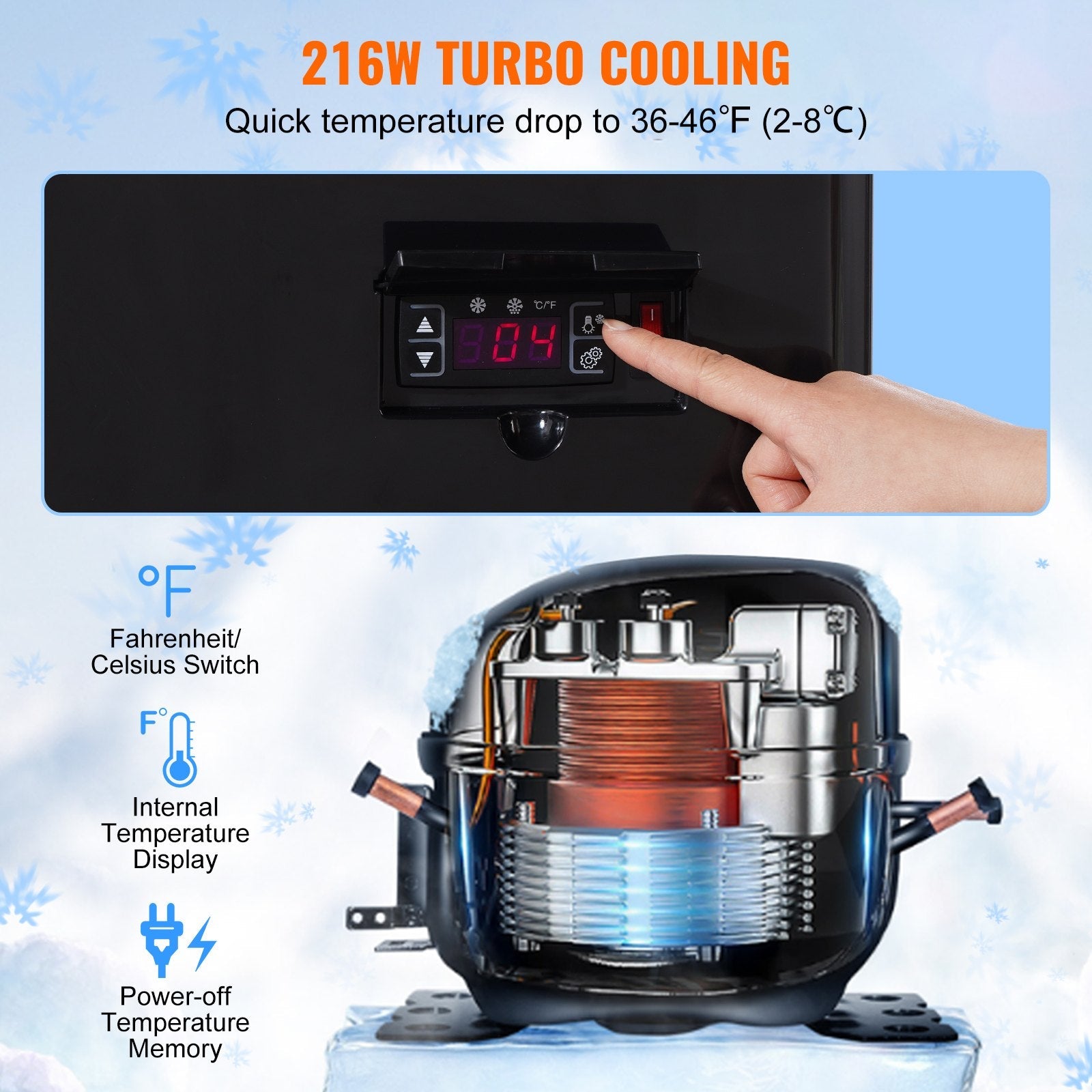 VEVOR Refrigerated Display Case, 3 Cu.Ft./85L, 3-Tier, Countertop Pastry Display Case Commercial Display Refrigerator with LED Lighting, TURBO Cooling, Frost-Free Air-Cooling, Locked Door for Bakery 