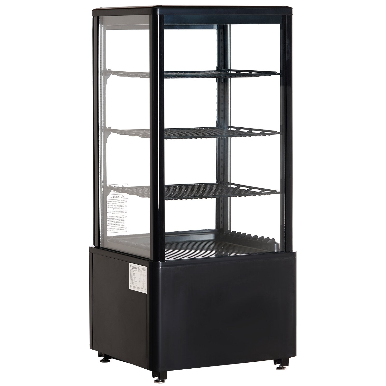VEVOR Refrigerated Display Case, 3 Cu.Ft./85L, 3-Tier, Countertop Pastry Display Case Commercial Display Refrigerator with LED Lighting, TURBO Cooling, Frost-Free Air-Cooling, Locked Door for Bakery 