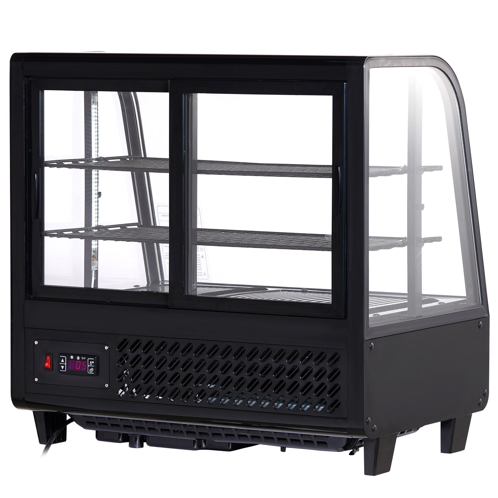 VEVOR Refrigerated Display Case, 3.5 Cu.Ft./100L, 2-Tier, Countertop Pastry Display Case Commercial Display Refrigerator with LED Lighting, TURBO Cooling, Frost-Free Air-Cooling, Rear Sliding Door 