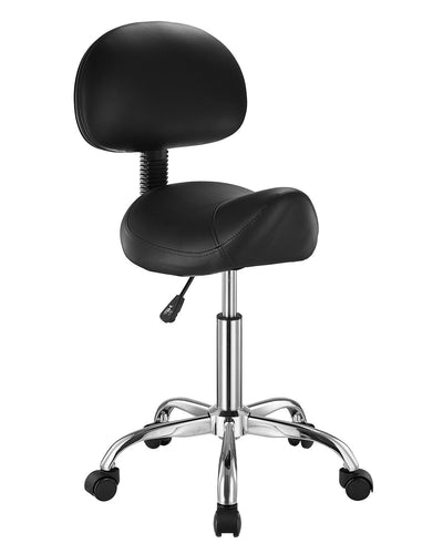 VEVOR Saddle Stool Swivel Stool with Backrest PU Leather Height Adjustable Black 