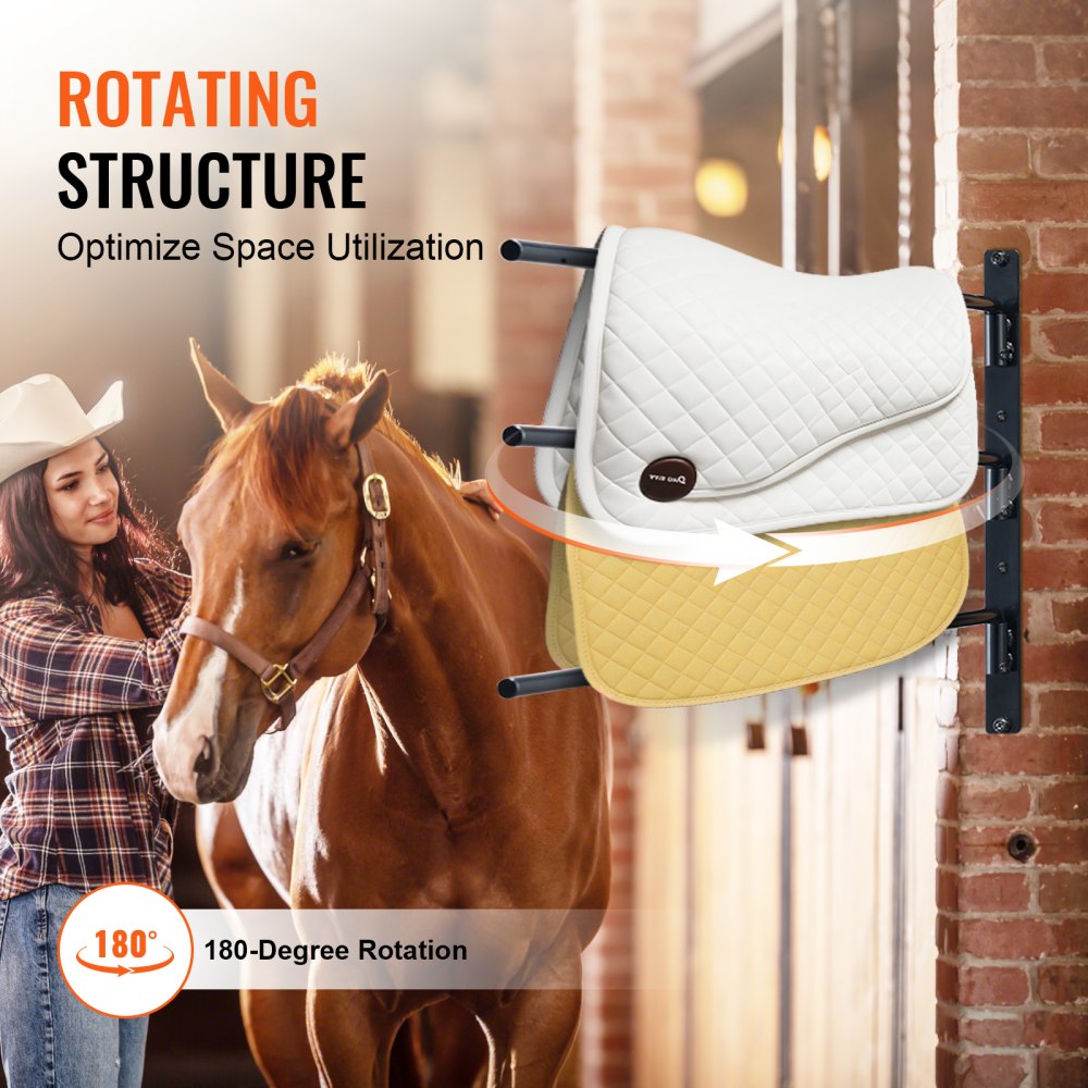 VEVOR Wall Mounted Saddle Rack Three Tiers Swing Out Saddle Pad Holder 