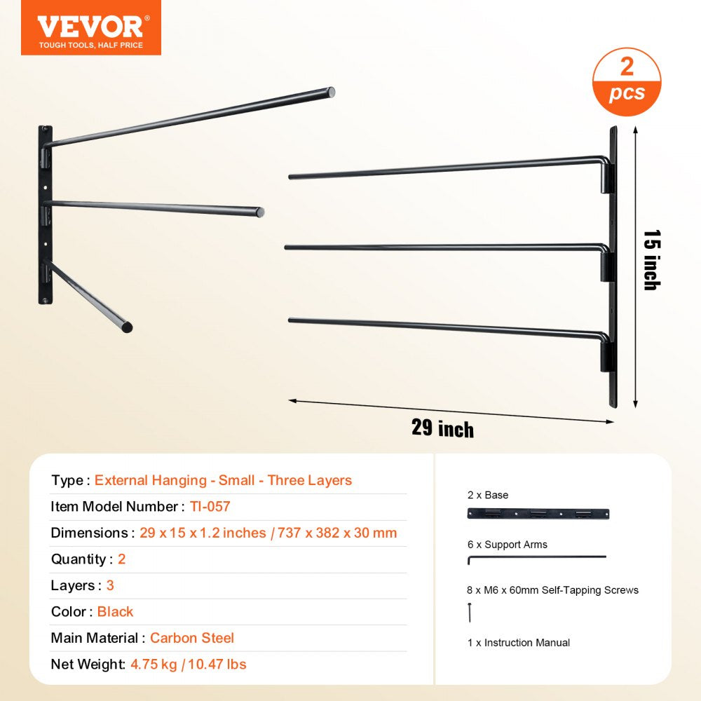VEVOR Wall Mounted Saddle Rack Three Tiers Swing Out Saddle Pad Holder 
