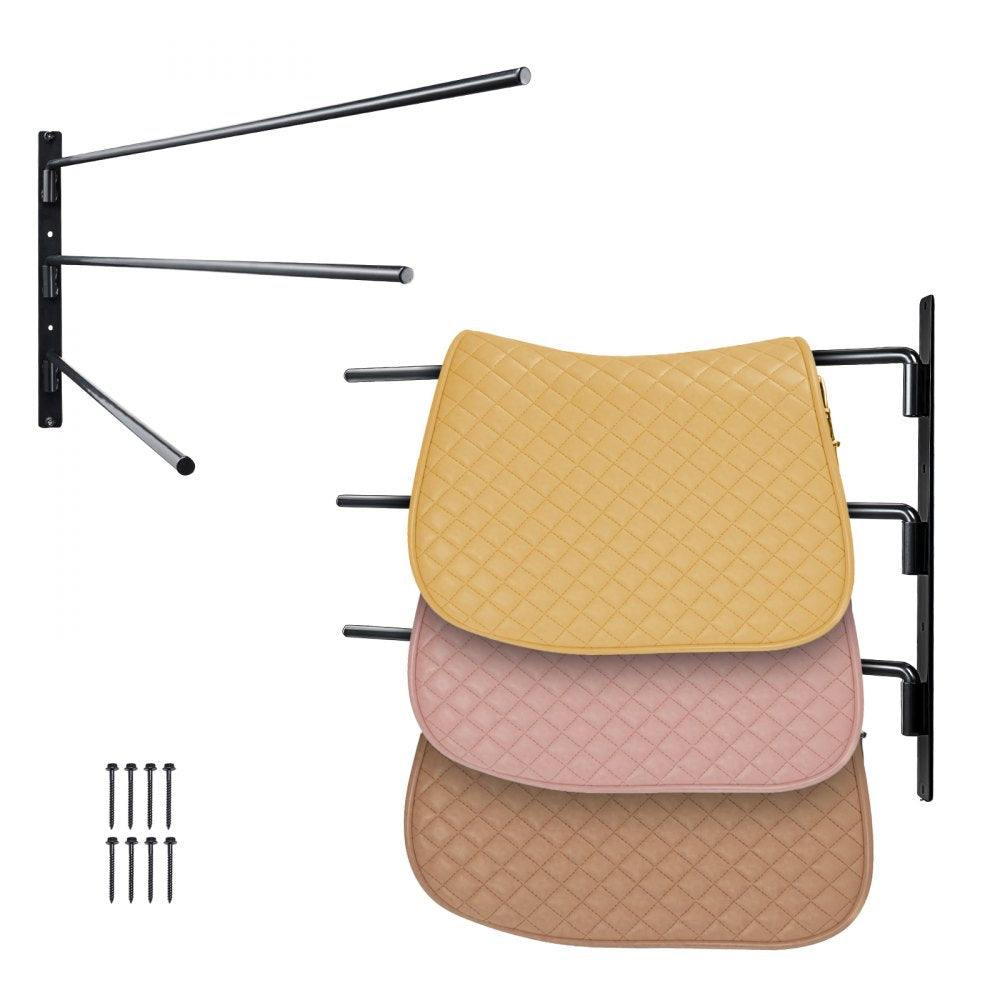VEVOR Wall Mounted Saddle Rack Three Tiers Swing Out Saddle Pad Holder 
