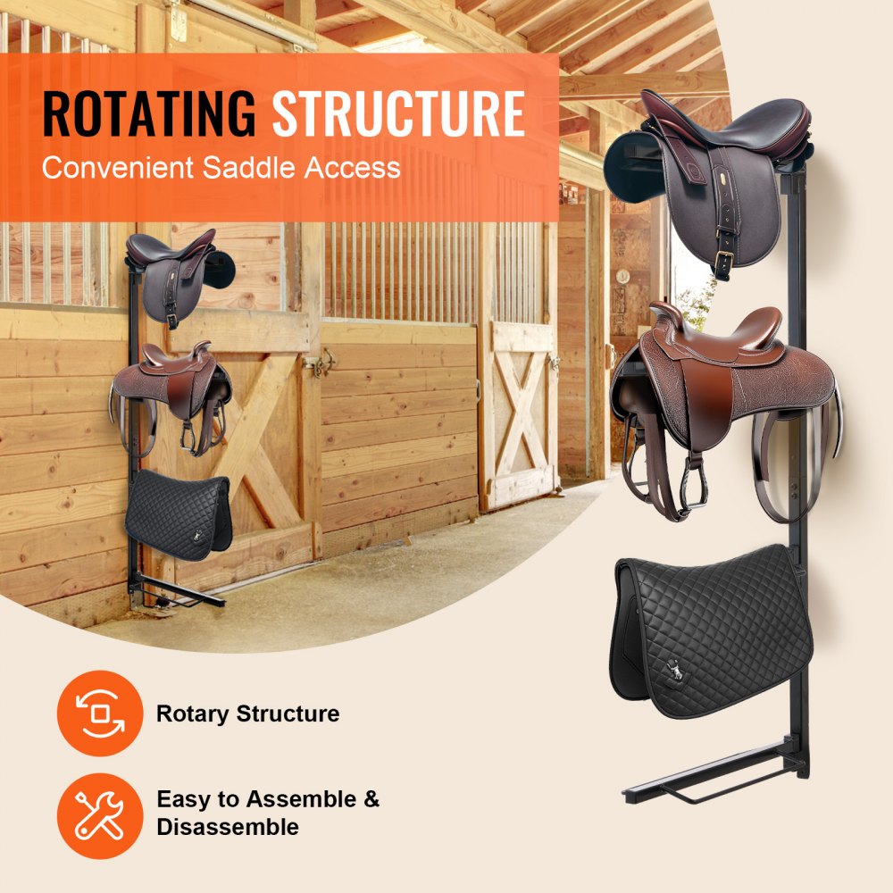 VEVOR Wall Mount Saddle Rack Four Tiers Western &  English Horse Saddle Holder 