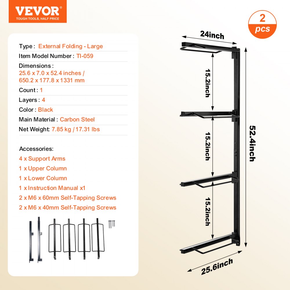 VEVOR Wall Mount Saddle Rack Four Tiers Western &  English Horse Saddle Holder 