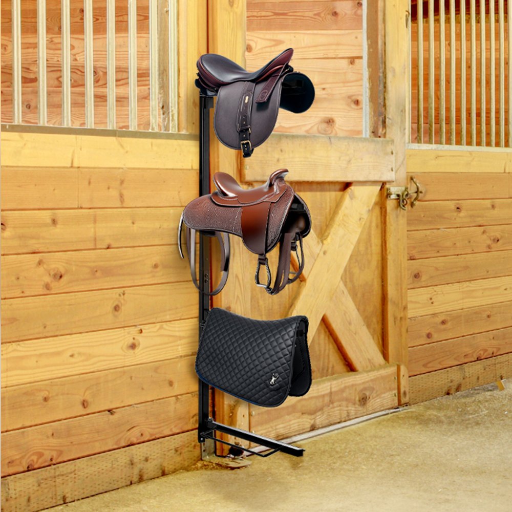 VEVOR Wall Mount Saddle Rack Four Tiers Western &  English Horse Saddle Holder 