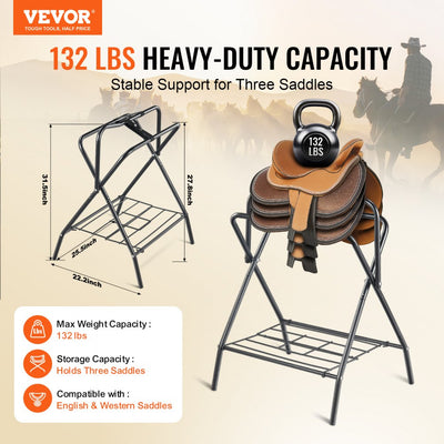 VEVOR Folding Saddle Rack 2 Packs Freestanding Horse Saddle Stand 132 lbs 