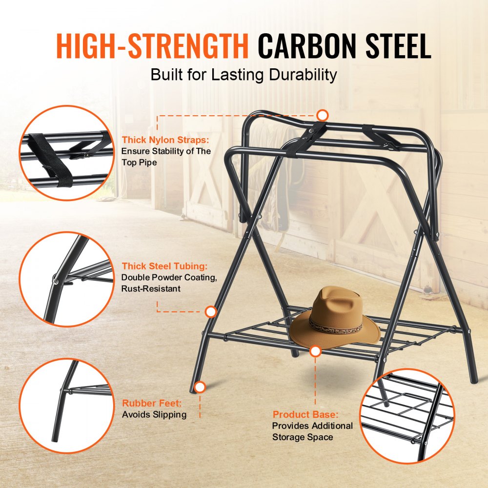 VEVOR Folding Saddle Rack 2 Packs Freestanding Horse Saddle Stand 132 lbs 