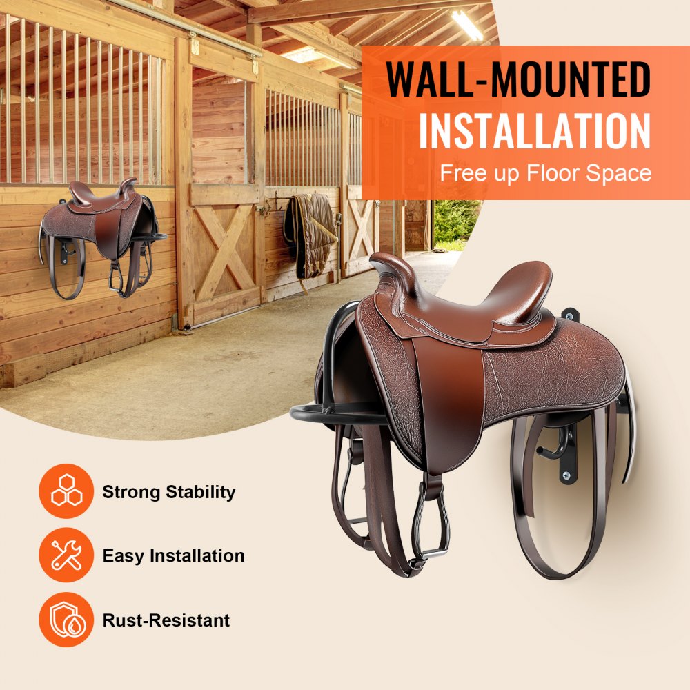 VEVOR Wall Mount Saddle Rack with Pad Bar 8 Packs Horse Saddle Rack Stand 