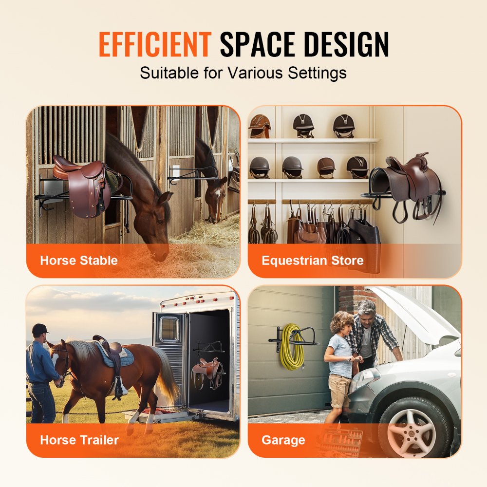 VEVOR Wall Mount Saddle Rack with Pad Bar 8 Packs Horse Saddle Rack Stand 