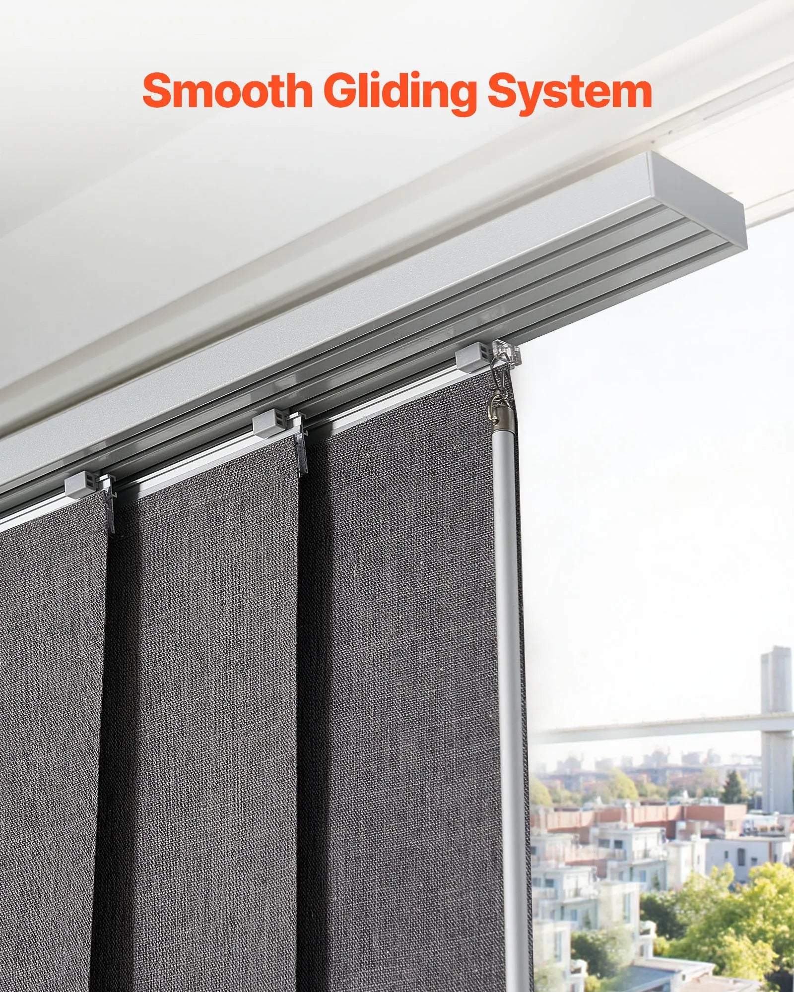 VEVOR Panel Track Blinds Extendable Track 45.8 in to 86 in W Trimmable Dark Gray