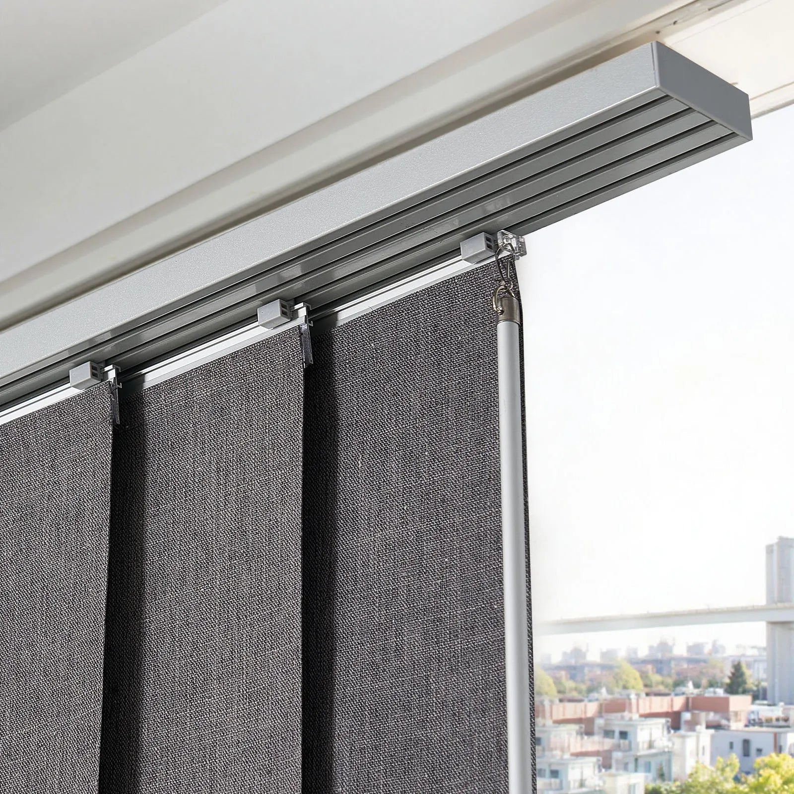 VEVOR Panel Track Blinds Extendable Track 45.8 in to 86 in W Trimmable Dark Gray