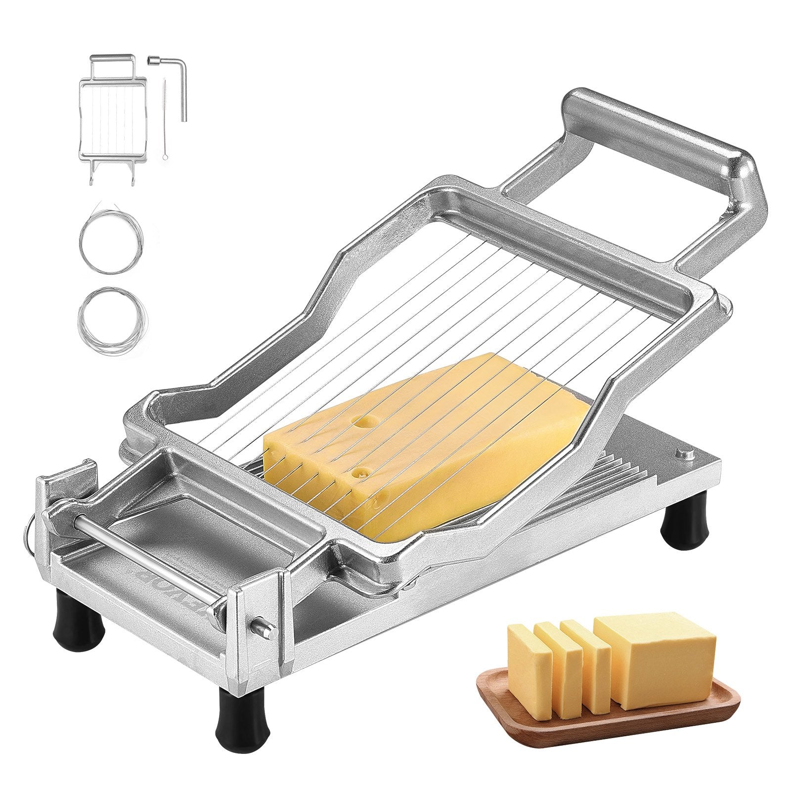 VEVOR Cheese Cutter with Wire Cheeser Butter Cutting 0.39" & 0.78" Cheese Slicer 