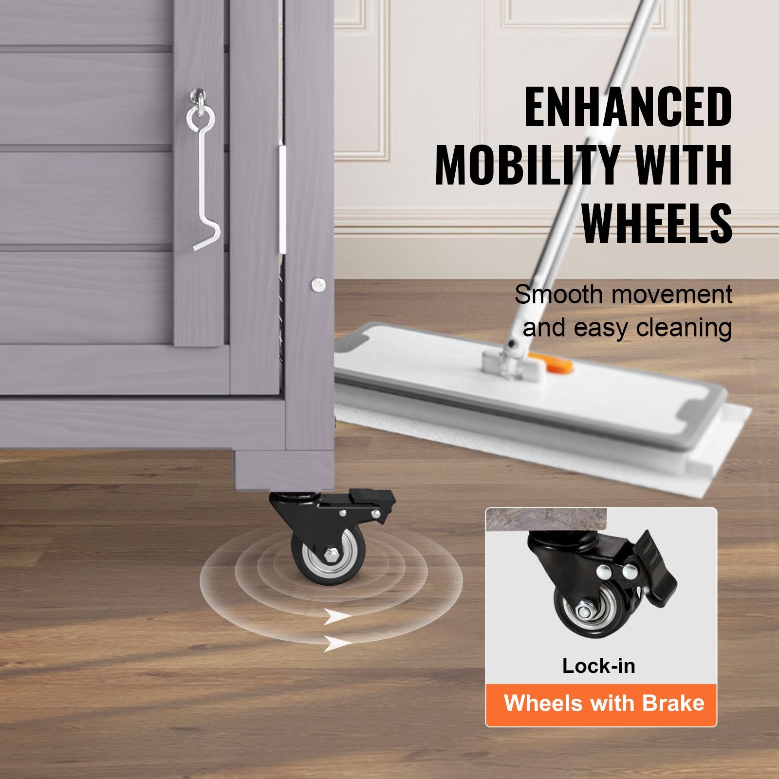 VEVOR Cat House Outdoor, 3-Tier Large Catio, Cat Enclosure with 360° Rotating Casters, 2 Platforms, A Resting Box and Large Front Door, 29.9 x 34 x 64.1 inch 