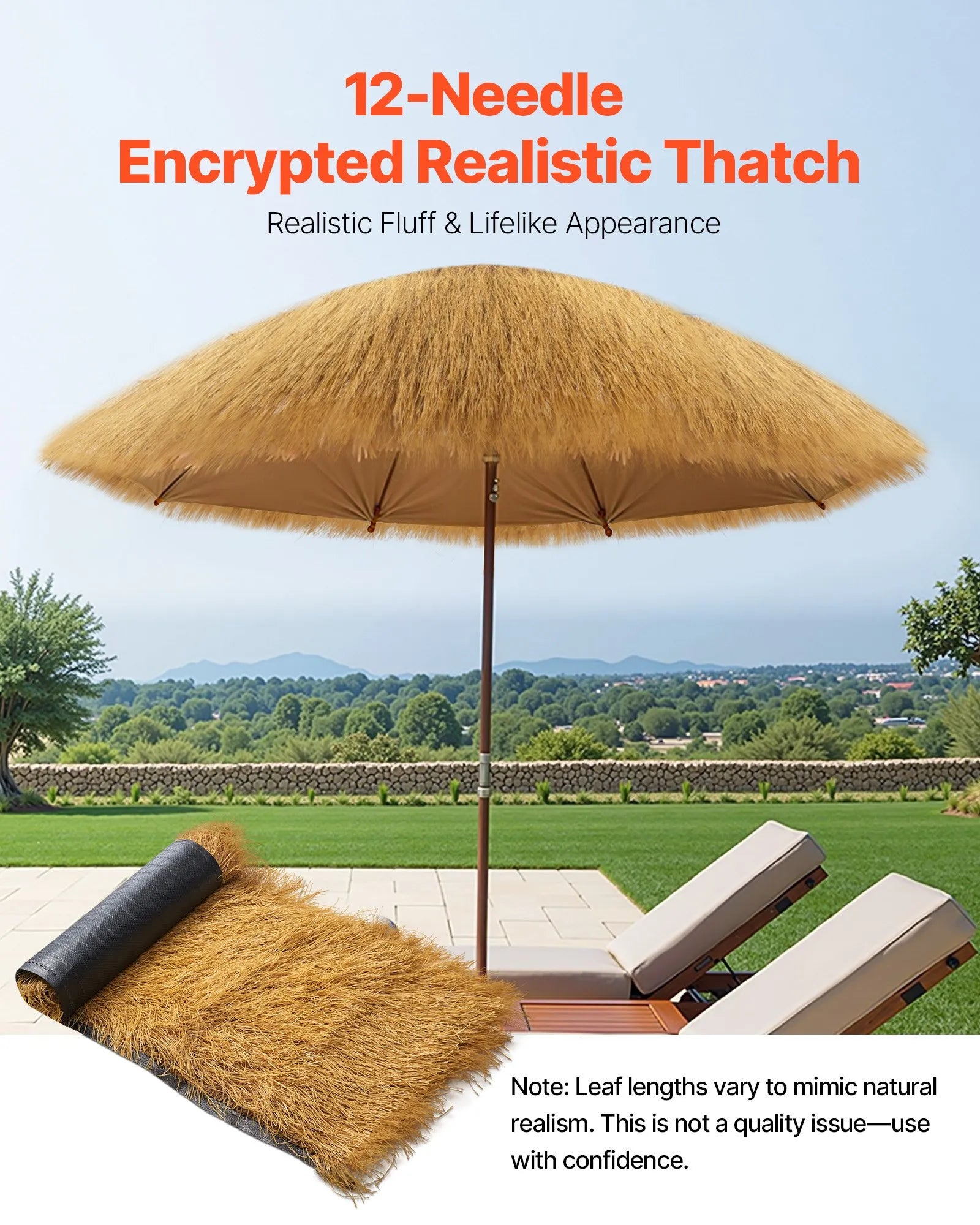 VEVOR Thatch Grass Roof Roll 1.6 x 19.7 ft Tiki Hut Bar Skirt Roof Party Décor