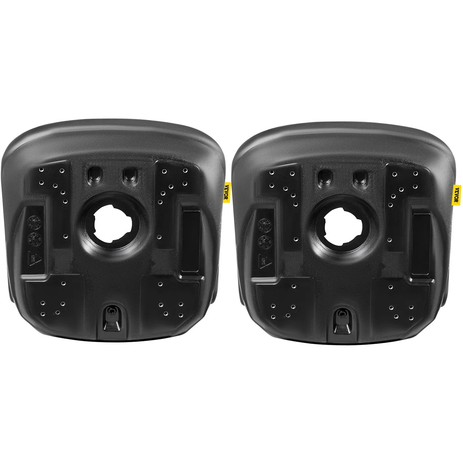 VEVOR Universal Tractor Seat Replacement, Compact High Back Mower Seat Pair, Black Vinyl Forklift Seat, Central Drain Hole Skid Steer Seat with Mounting Bolt Patterns of 8" x 11.5" & 11.25" x 11.5"