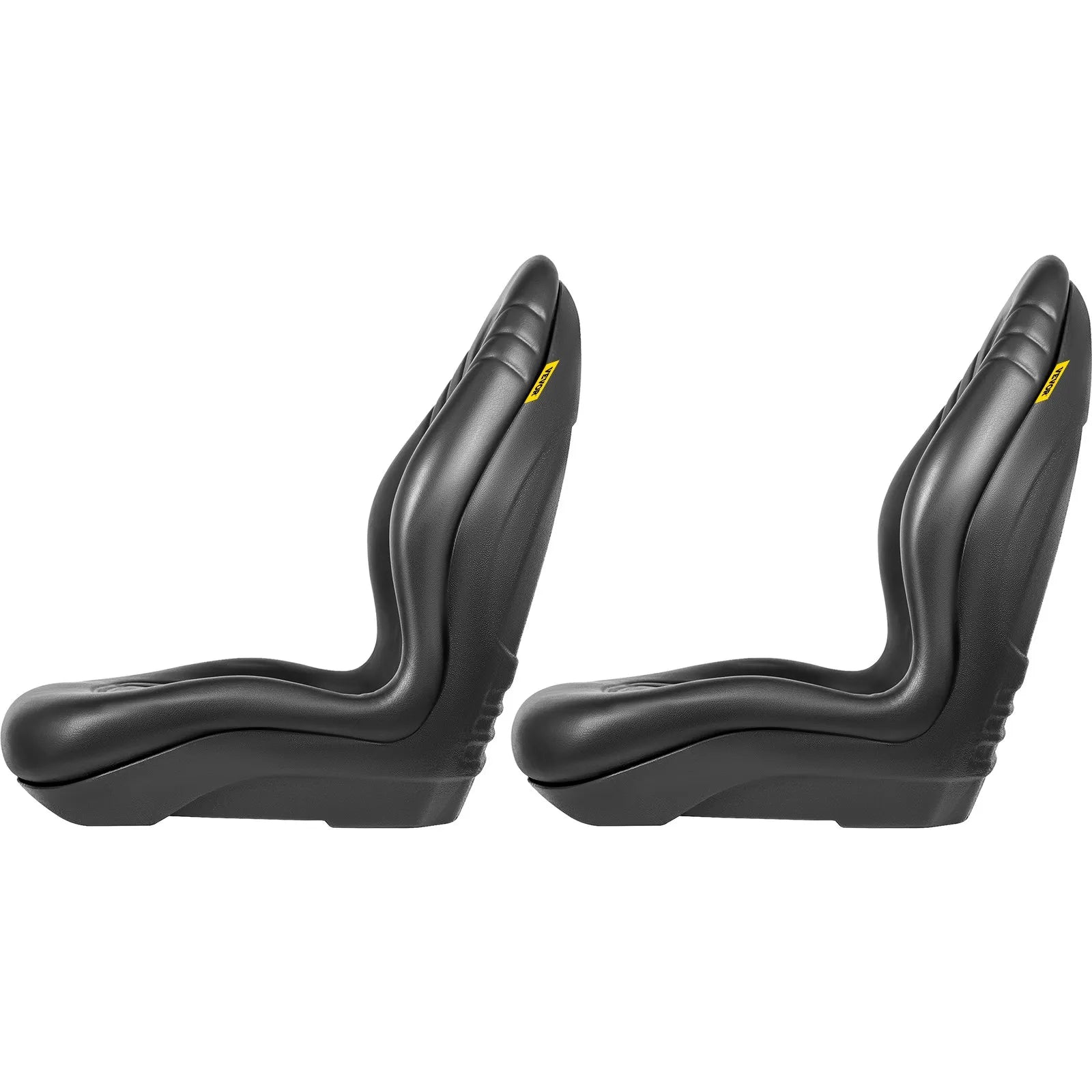 VEVOR Universal Tractor Seat Replacement, Compact High Back Mower Seat Pair, Black Vinyl Forklift Seat, Central Drain Hole Skid Steer Seat with Mounting Bolt Patterns of 8" x 11.5" & 11.25" x 11.5"
