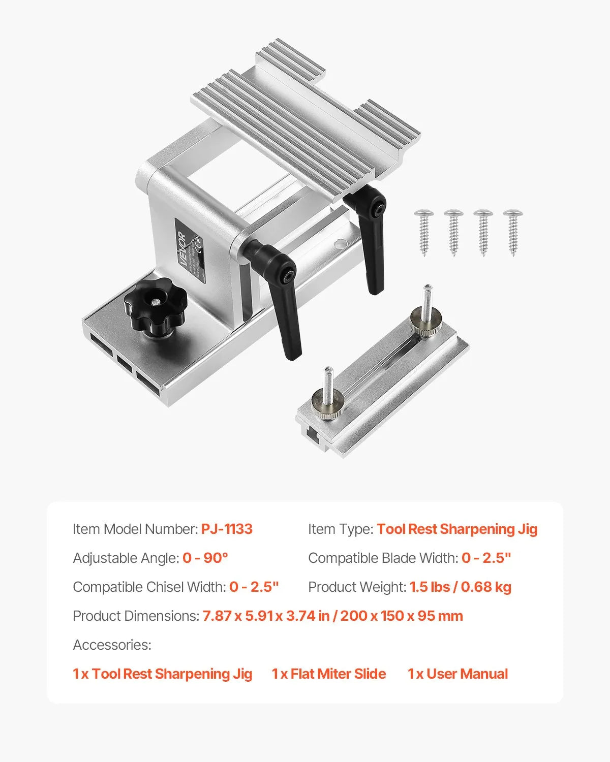 VEVOR Adjustable Tool Rest Sharpening Jig for 6" or 8" Bench Grinder and Sander