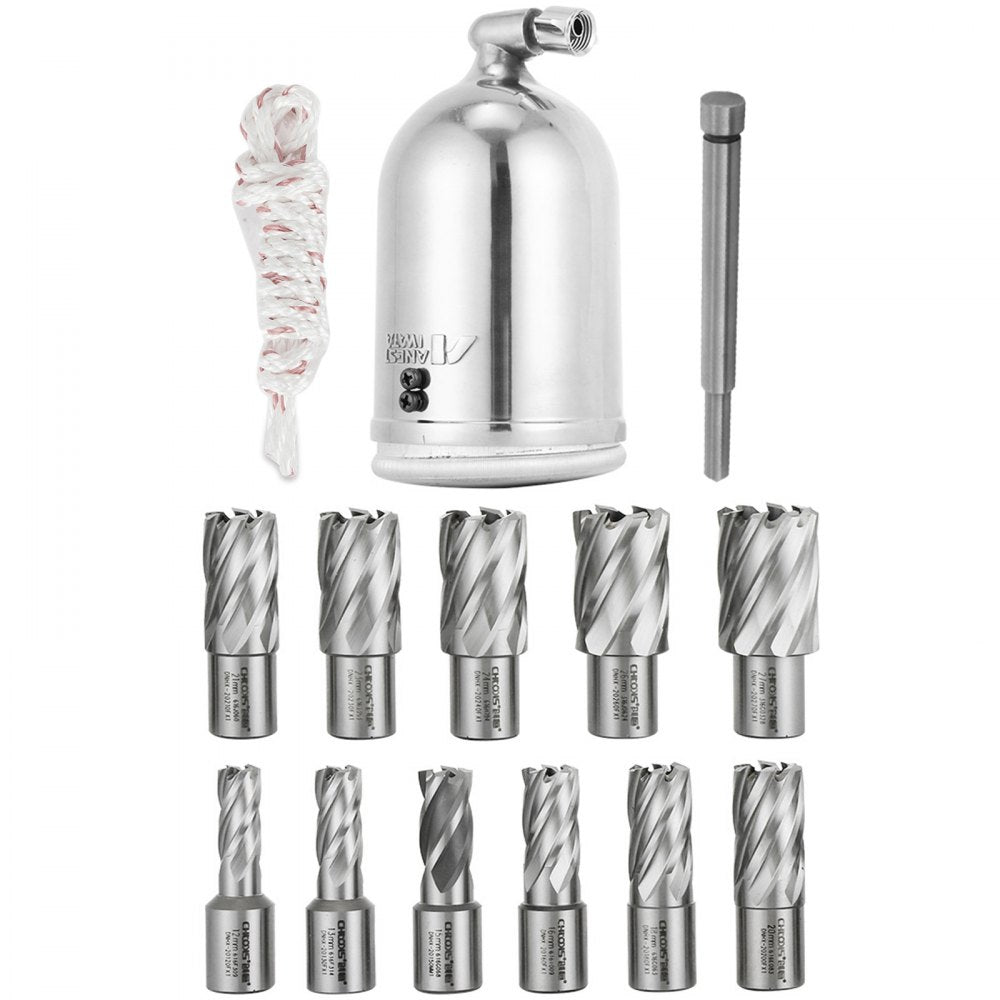 VEVOR MD40 1-1/2 in. Electric Magnetic Drill Press Drilling Machine with 11PC HSS Cutter Set Precise Annular Cutter Kit Compact Switchable Evolution 1100W Magnet Force 