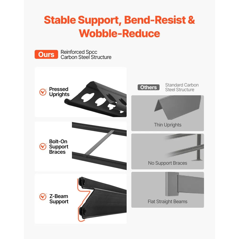 5-Tier Adjustable Storage Shelves, 2500 lb Capacity Heavy-Duty Garage Shelving Unit, Metal Utility Storage Rack with Adjustable Shelves, 40.35" x 20.35" x 71.38"