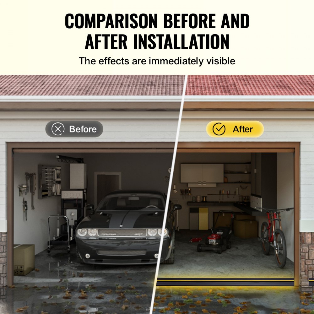 VEVOR Garage Door Threshold Seal Strip 12 FT Universal Bottom Waterproof PVC 