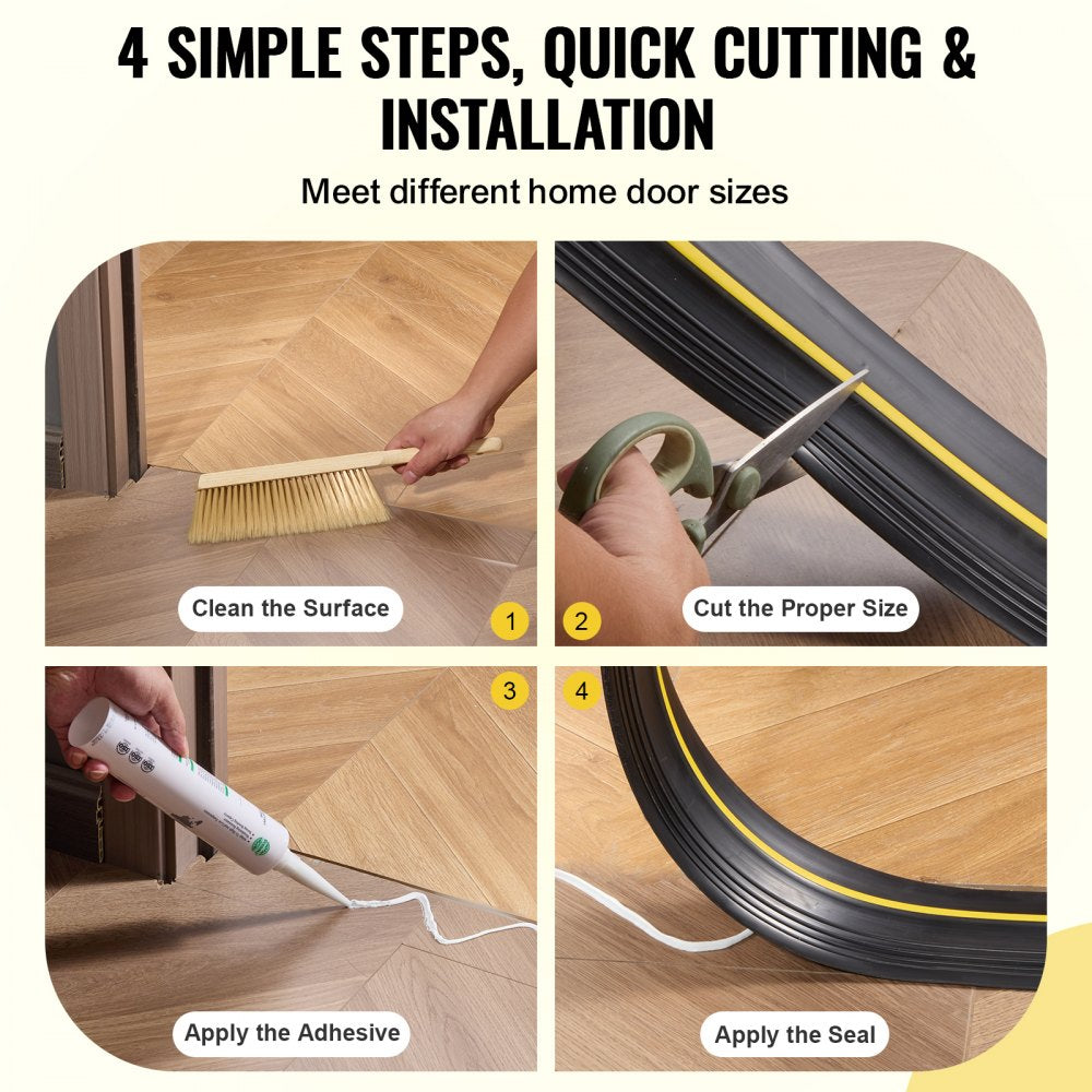 VEVOR Garage Door Threshold Seal Strip 12 FT Universal Bottom Waterproof PVC 
