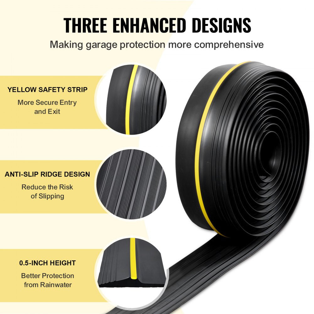VEVOR Garage Door Threshold Seal Strip 16.5 FT Universal Bottom Waterproof PVC 