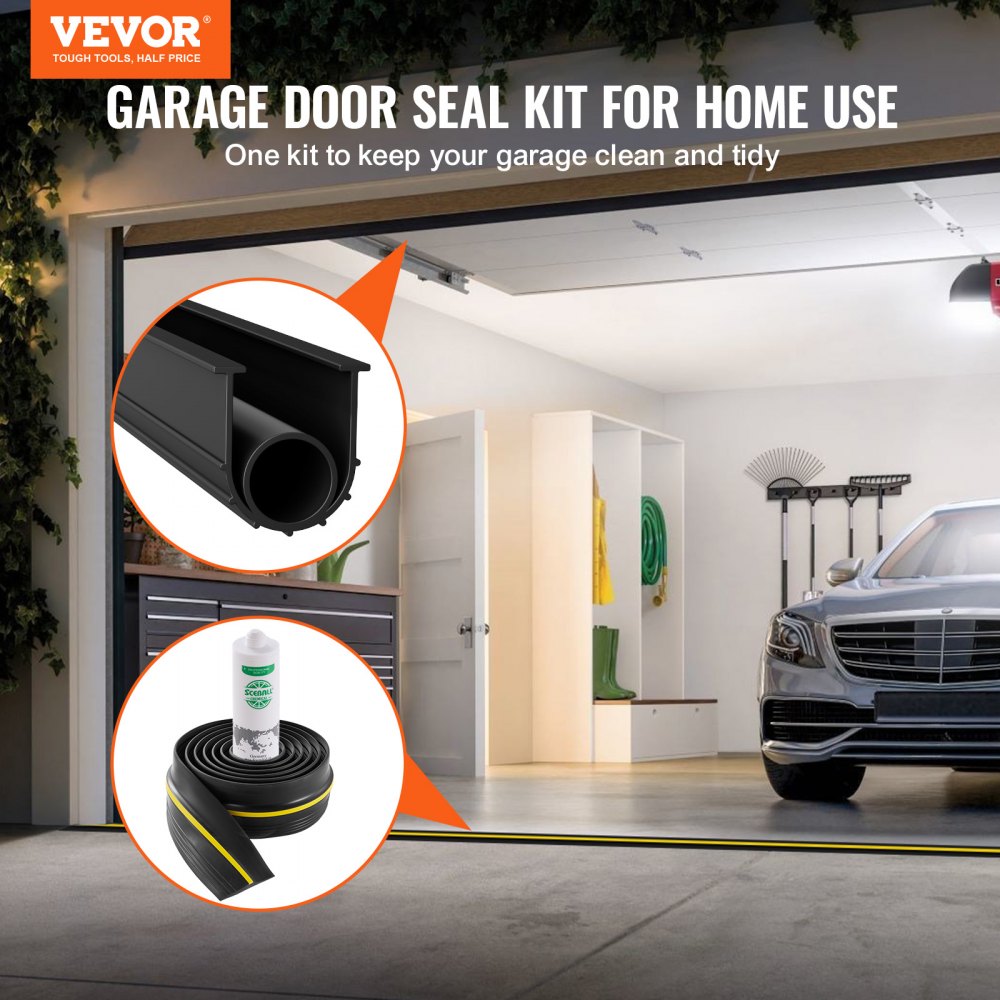 VEVOR Garage Door Threshold and Bottom Seals Kit 10 FT Universal Waterproof PVC 