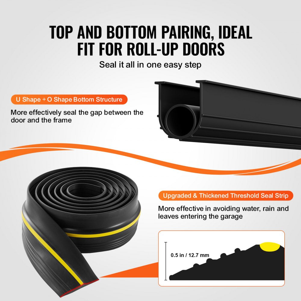 VEVOR Garage Door Threshold and Bottom Seals Kit 10 FT Universal Waterproof PVC 