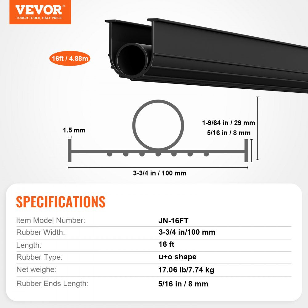 VEVOR Garage Door Threshold and Bottom Seals Kit 16 FT Universal Waterproof PVC 