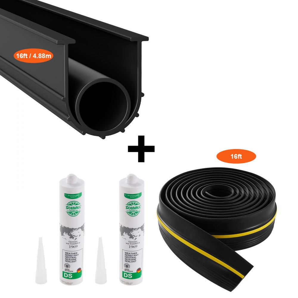 VEVOR Garage Door Threshold and Bottom Seals Kit 16 FT Universal Waterproof PVC 