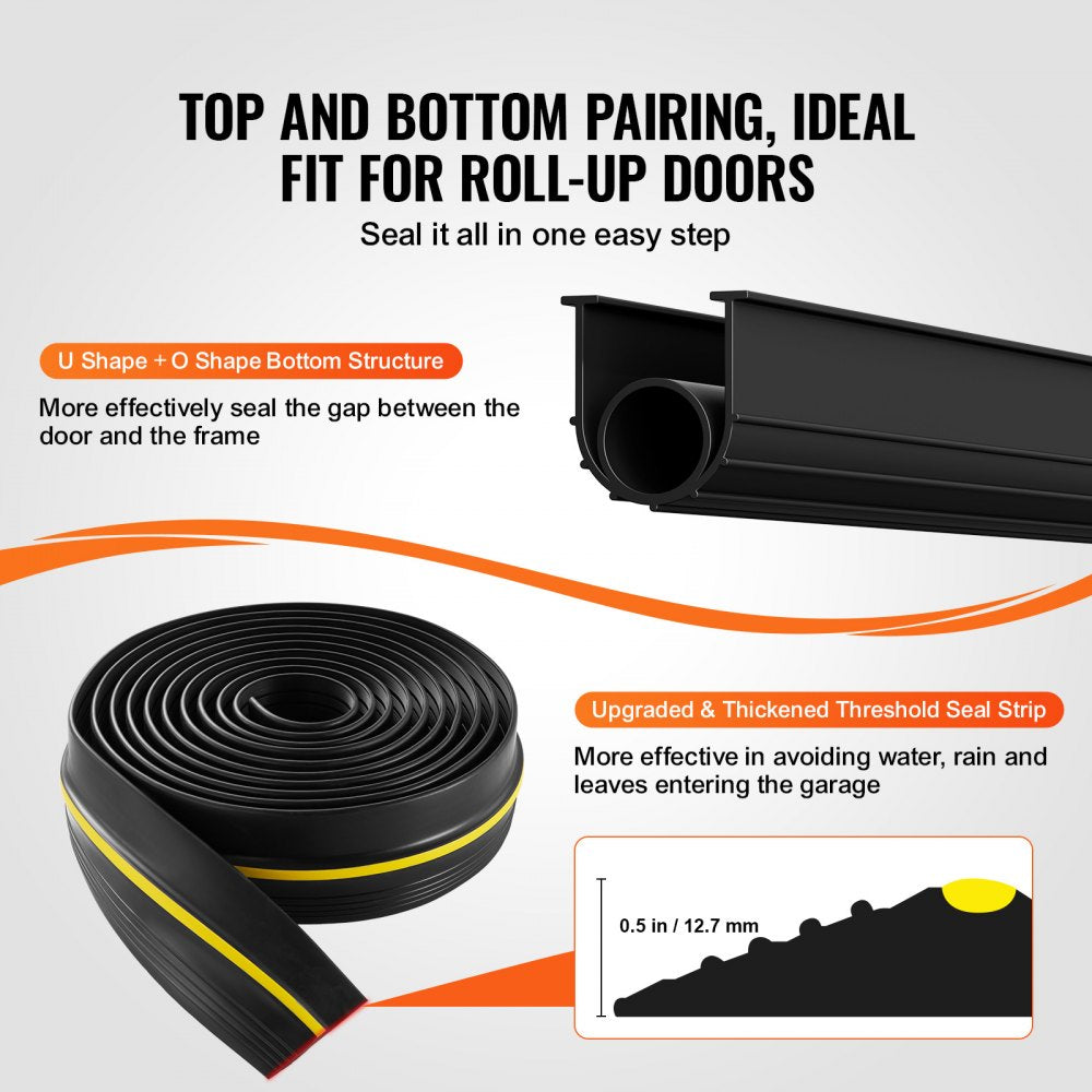 VEVOR Garage Door Threshold and Bottom Seals Kit 20 FT Universal Waterproof PVC 