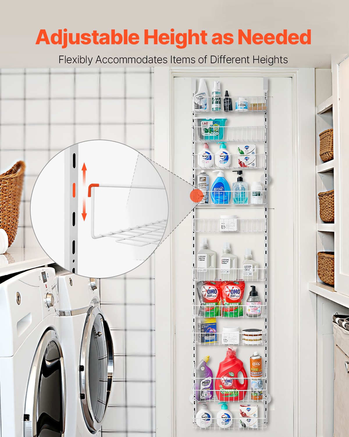 VEVOR 10-Tier Over the Door Pantry Organizer Hanging Storage Rack Adjustable 